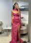 Pink A Line Sweetheart Neck Beaded Lace Classy Prom Dress Classy Evening Dress With Slit