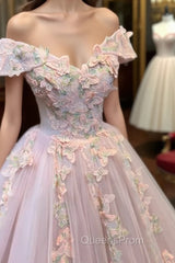 Pink Butterfly Embroidery Ball Gown Dress
