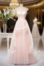 Pink Elegant Tulle A-Line Floor Length Wedding Party Dress, Light Pink Gown