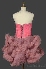 Pink Homecoming Dresses Sweetheart Neck Short Prom Dresses A Line Party Dress with Feather