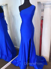 Pink Mermaid One Shoulder Long Evening Prom Dress