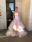 Light Pink Tulle Long Classy Prom Dress, Pink Tulle Classy Dress