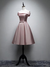 Pink Satin Off Shoulder Lace-up Party Dress, Pink Prom Dress