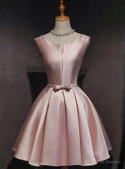 Pink Satin Short Party Dress , Lovely Satin Homecoming Dress