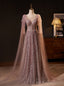 Pink Sequins Scoop Neck Prom Dress