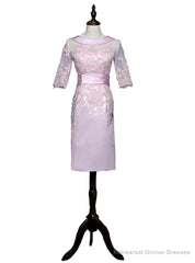 Pink Sheath Half Sleeves Appliques Mother Of The Bride Dresses