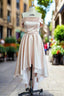 Pink Short Homecoming Dress Off The Shoulder Satin High Low Prom Dress