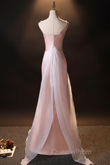 Pink Simple Mermaid Straps Long Evening Dress, Pink Formal Dress Evening Prom Dress