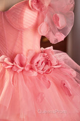 Pink Spaghetti Strap Tulle Long Evening Prom Dress, Beautiful A-Line Formal Sweet 16 Dress