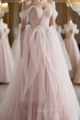 Pink sweetheart tulle long Evening Prom Dress, pink tulle formal Dress