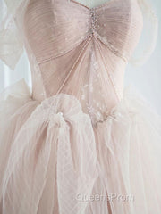 Pink sweetheart tulle long Evening Prom Dress, pink tulle formal Dress