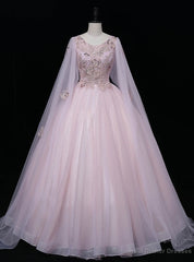 Pink Tulle Sequins Beading Embroidery Quinceanera Dress