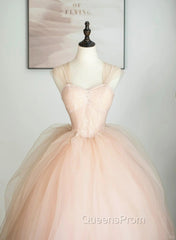 Pink Tulle Sweetheart Ball Gown Cute Sweet 16 Dress, Pink Tulle Evening Prom Dress