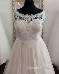 Plus Size A-Line Tulle Embroidery Wedding Dress