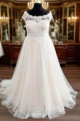 Plus Size A-Line Tulle Embroidery Wedding Dress