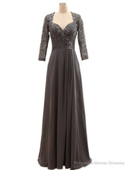 Popular Long Sleeves Beaded Lace Chiffon Mother of the Bride Dress