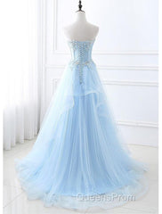 A-Line Sexy Floral Engagement Evening Prom Birthday Dress Strapless Sleeveless Sweep / Brush Train Lace with Pleats Lace Insert