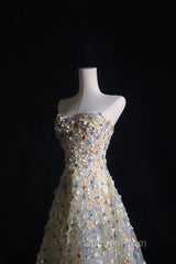 Pretty A Line Sweetheart Tulle Floral Long Evening Prom Dress Evening Gowns