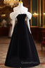 Pretty Ball Gown Off The Shoulder Black Velvet Evening Party Dress Evening Prom Dress With Flower