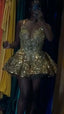 Pretty Ball Gown Spaghetti Straps Gold Lace Classy 8Th Grade Homecoming Dress Summer Middle School Hoco Dress Homecoming Outfits