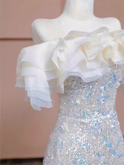 Pretty Mermaid Off The Shoulder Sequin Long Evening Party Dress Evening Prom Dress