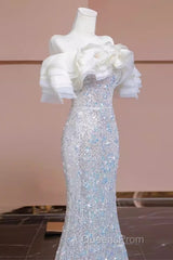Pretty Mermaid Off The Shoulder Sequin Long Evening Party Dress Evening Prom Dress