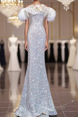 Pretty Mermaid Off The Shoulder Sequin Long Evening Party Dress Evening Prom Dress