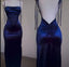 Pretty Sheath Spaghetti Straps Floor Length Ruffles Royal Blue Classy Prom Dress