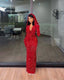 Pretty Sheath V Neckline Red Sequin Long Classy Prom Dress Classy Evening Dress
