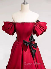 Princess A Line Off The Shoulder Party Dress Red Evening Prom Dress
