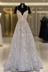 Princess A-line Sweetheart Sleeveless Sweep Train Metallic Yarn Evening Prom Dress