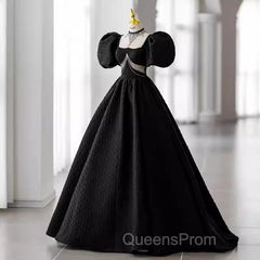 Princess Ball Gown Black Lace Long Evening Prom Dress