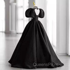 Princess Ball Gown Black Lace Long Evening Prom Dress