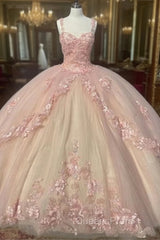 Princess Pink Quinceanera Dress Lace Appliques Sweet 15 Party Evening Prom Ball Gown
