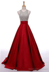 2025 Gorgeous Red Sequins Floor-Length/Long A-Line/Princess Satin Prom Dresses