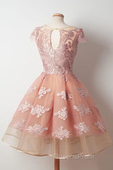 Cap Sleeves Junior Pretty Appliques Short Sweet 16 Evening Prom Dress