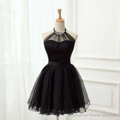 Cute Little Black Short Halter Short 2025 Prom Dresses