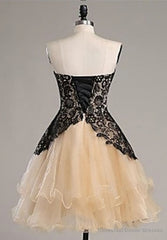 Black Lace Sweatheart Cute Short custom Elegant Wowen Short For Teens Prom Dresses