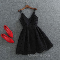 Cute White Lace Short Lace Spaghetti Straps Evening Prom Dress