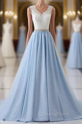 Sky Blue Long Elegant For Teens Beauttiful Evening Prom Dress