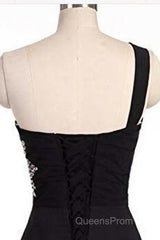 A Line Ombre Blue And Black One Shoulder Short Dc289 Evening Prom Dress