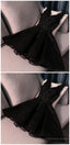 Ruby Outfit black mini sleeveless women v-neck tulle fashion applique beaded Homecoming Dresses