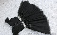 Cute Black Short Tulle Sweetheart Black D ress Prom Dresses