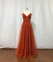 Bridesmaid Dresses, Burnt Tulle Bridesmaid Dress, 2025 Spaghetti Straps Boho