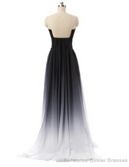 Navy Blue Ombre Gradient Chiffon Long Black Belt Ombre Black Gradient Custom Made Women Prom Dresses