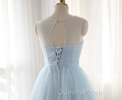 Simple Light Blue Short Tulle Cheap Elegant Charming Homecoming Dress