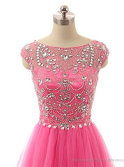 Pink Prom Dresses, Pink Evening Gowns Simple Formal Dresses, Prom Dresses, Teens Fashion Evening Gown Beadings Evening Dress, Pink Party Dress, Prom Gowns