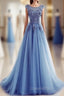 A Line Flowers Long Charming Women Evening Prom Dress