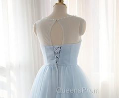 Tulle Short Charming Short Light Blue Cute Evening Prom Dress