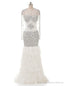 Prom dresses beading sequin fishtail long sleeve evening dress